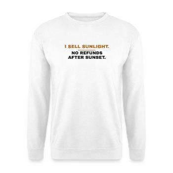 Ich verkaufe Sunlight ohne Rückerstattung nach Sonnenuntergang - Unisex Pullover - Weiß - Vorne - Alina (178cm) & Michal (187cm)
