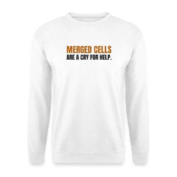 Verschmolzene Zellen sind ein Hilferuf - Unisex Pullover - Weiß - Vorne - Alina (178cm) & Michal (187cm)