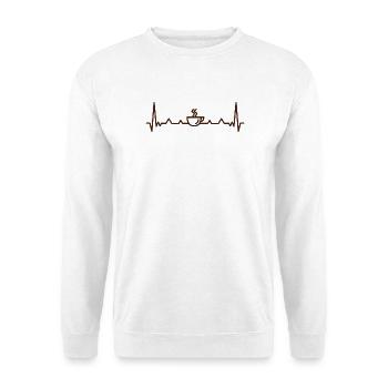 Kaffeepuls Herzschlag Muster - Unisex Pullover - Weiß - Vorne