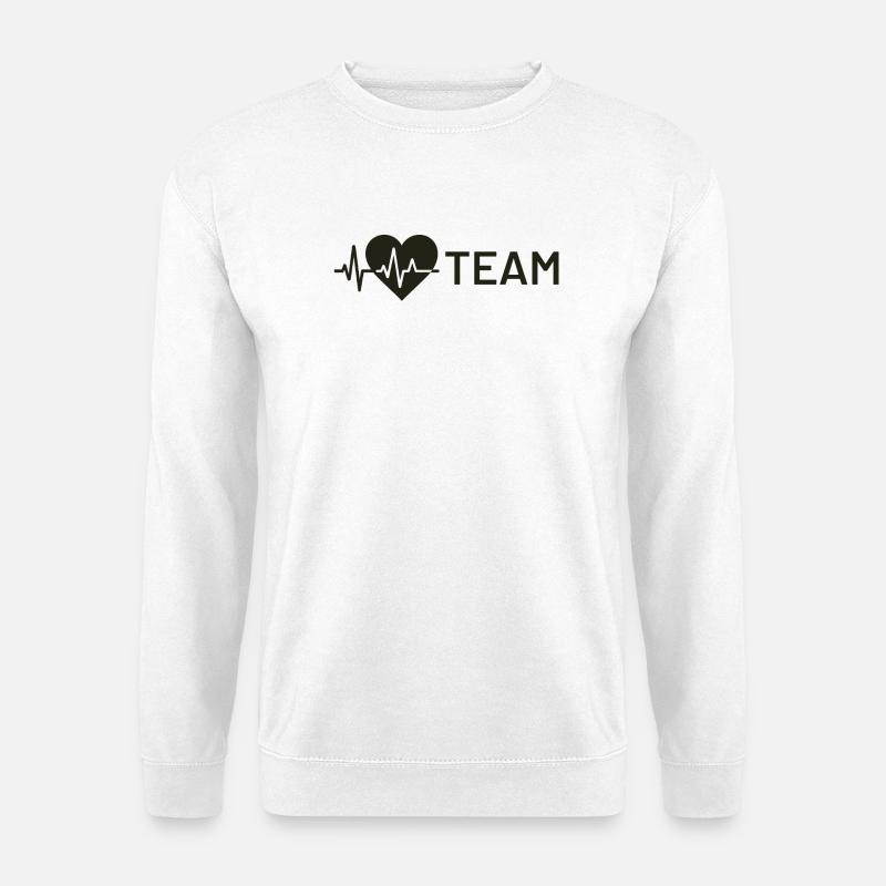 Herz-Wellensymbol mit Teamtext - Unisex Pullover - Weiß