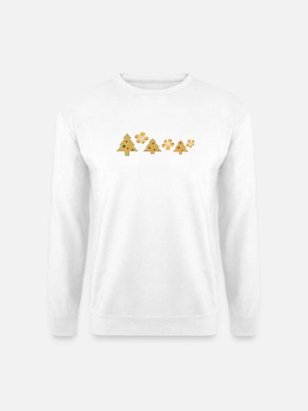 Goldene Weihnachtsbäume mit Blüten - Unisex Pullover - Weiß