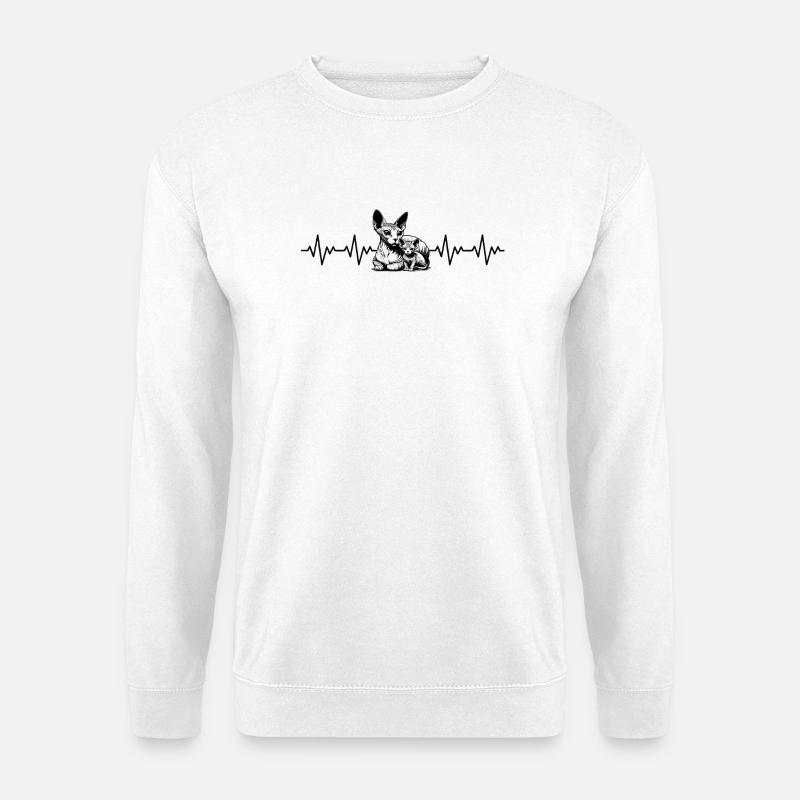 Sphynx Katze EKG Herzschlag - Unisex Pullover - Weiß