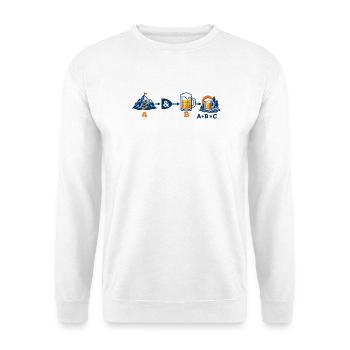 Berg & Bier Gleichung - Unisex Pullover - Weiß - Vorne - Alina (178cm) & Michal (187cm)