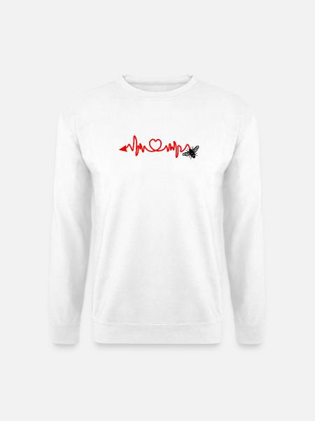 Cardio-Herzfrequenz, Biene mit Stachel oder Pfeil - Unisex Pullover - Weiß