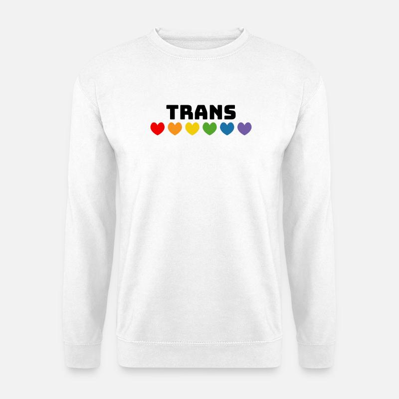 Rainbow heart trans black - Unisex Sweatshirt - white