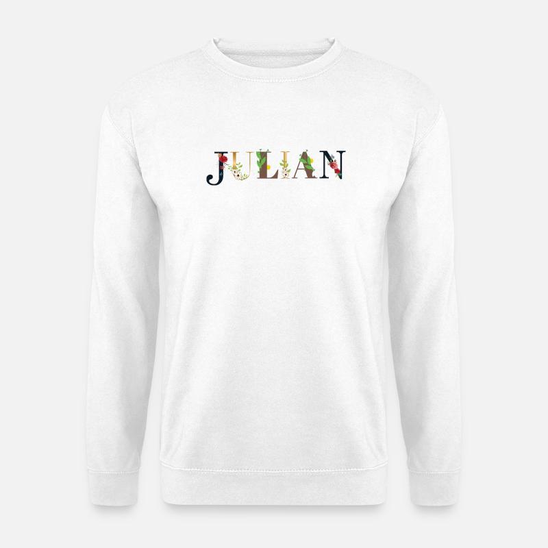 Le nom de JULIAN décoré de fleurs - Sweat-shirt Unisexe - blanc