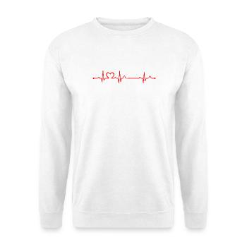 Herzschlag Fechten EKG Linie Schwert Kämpfer - Unisex Pullover - Weiß - Vorne - Alina (178cm) & Michal (187cm)