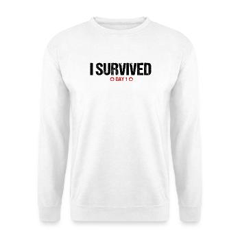 I Survived Day 1 Poker T-Shirt – Tournament Player - Unisex Sweatshirt - white - Front