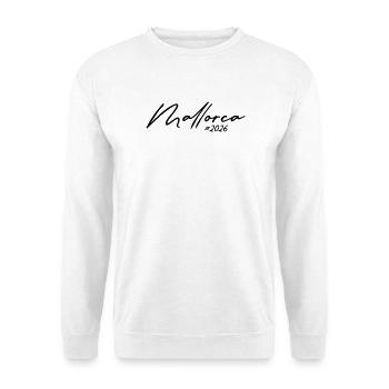 Mallorca 2026 Schriftzug - Unisex Pullover - Weiß - Vorne - Alina (178cm) & Michal (187cm)