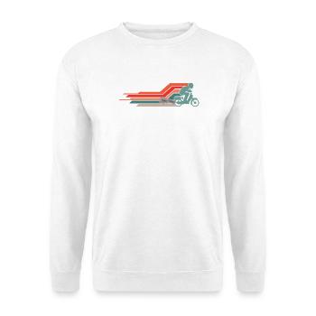  50cc Mofa Mofaroller Moped Mofafahrer Vintage - Unisex Pullover - Weiß - Vorne - Alina (178cm) & Michal (187cm)