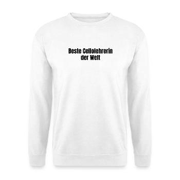 Beste Cellolehrerin der Welt Cello Geschenk - Unisex Pullover - Weiß - Vorne - Alina (178cm) & Michal (187cm)