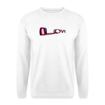 Liebe Neon Handschrift - Unisex Pullover - Weiß - Vorne - Alina (178cm) & Michal (187cm)