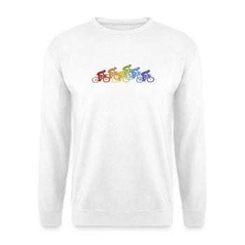 Fahrrad Radfahrer Regenbogen - Unisex Pullover - Weiß - Vorne - Alina (178cm) & Michal (187cm)