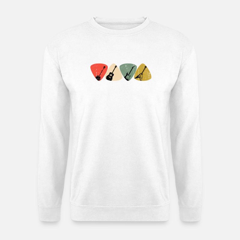 Gitarren-Plektrum Mosaik - Unisex Pullover - Weiß