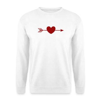 rotes Herz rot Geschenk Valentinstag - Unisex Pullover - Weiß - Vorne - Alina (178cm) & Michal (187cm)
