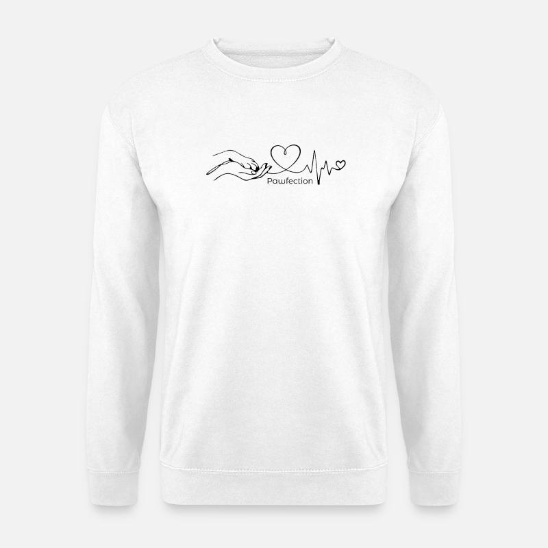 One-Line-Art Pawfection - Hand in Pfote - Unisex Pullover - Weiß