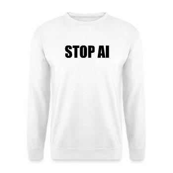 Stop ai - Unisex Pullover - Weiß - Vorne - Alina (178cm) & Michal (187cm)
