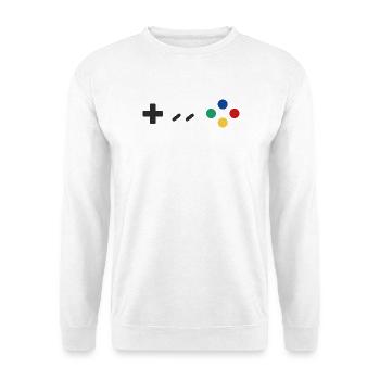 Retro Gamepad - Unisex Pullover - Weiß - Vorne - Alina (178cm) & Michal (187cm)