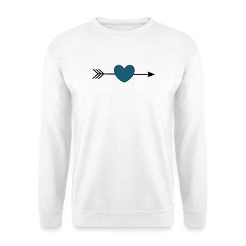 blaues Herz mit Pfeil Valentinstag Geschenk - Unisex Pullover - Weiß - Vorne