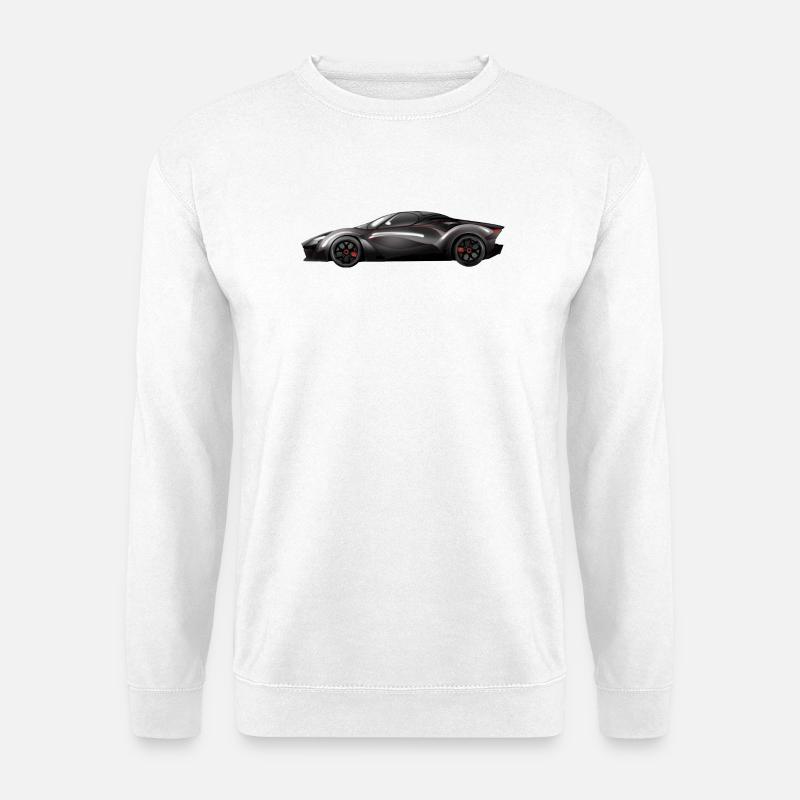 Schwarz glänzendes Supersportwagen-Design - Unisex Pullover - Weiß