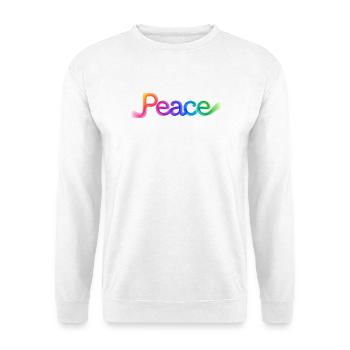 Farbige Peace-Schrift im Pfeildesign - Unisex Pullover - Weiß - Vorne