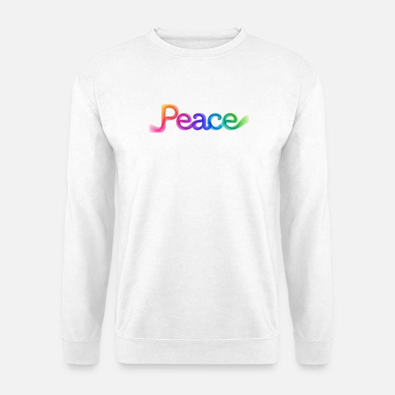 Farbige Peace-Schrift im Pfeildesign - Unisex Pullover - Weiß