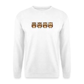 Lustige Eule Cartoon Genervter Blick Gähnen - Unisex Pullover - Weiß - Vorne