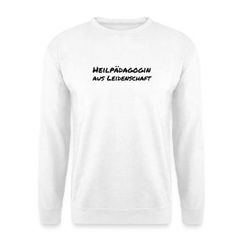 Heilpädagogin aus Leidenschaft Geschenk - Unisex Pullover - Weiß - Vorne - Alina (178cm) & Michal (187cm)