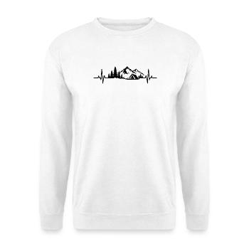 Herzschlag Berge Camping Zelt Natur - Unisex Pullover - Weiß - Vorne - Alina (178cm) & Michal (187cm)