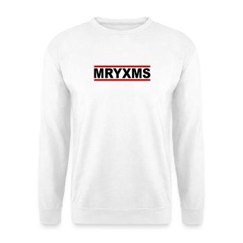 MRYXMS - BLK - Merry Christmas - Unisex Pullover - Weiß - Vorne - Alina (178cm) & Michal (187cm)