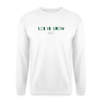 Let It Snow or Not – Trockenes Weihnachtsstatement - Unisex Pullover - Weiß - Vorne - Alina (178cm) & Michal (187cm)