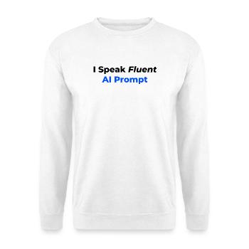Ich spreche fließend KI - Unisex Pullover - Weiß - Vorne - Alina (178cm) & Michal (187cm)