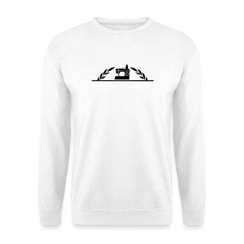 Sewing machine with half laurel wreath - Unisex Sweatshirt - white - Front