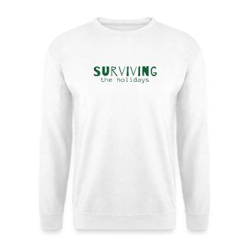 Surviving the Holidays – Weihnachtsstatement - Unisex Pullover - Weiß - Vorne - Alina (178cm) & Michal (187cm)