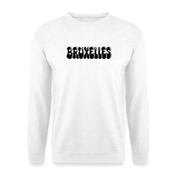 Brüssel Blasen Großer Tippfehler Schwarz - Unisex Pullover - Weiß - Vorne - Alina (178cm) & Michal (187cm)