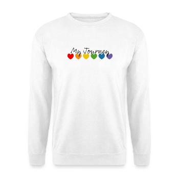 Regenbogenherzchen my journey schwarz - Unisex Pullover - Weiß - Vorne