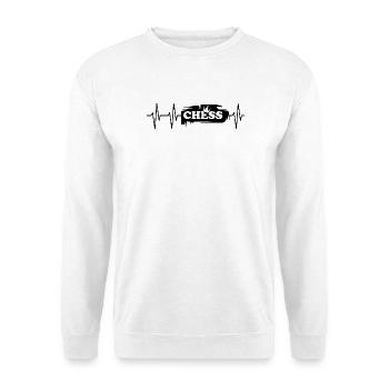 puls Schach Herzschlag Logo Krone König icon - Unisex Pullover - Weiß - Vorne