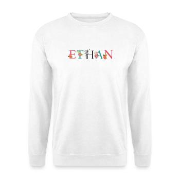 ETHAN Name Art With Flowers Embroidered - Unisex Sweatshirt - white - Front