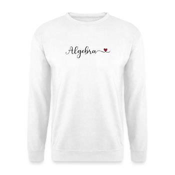 Algebra Schriftzug mit Herz - Unisex Pullover - Weiß - Vorne - Alina (178cm) & Michal (187cm)