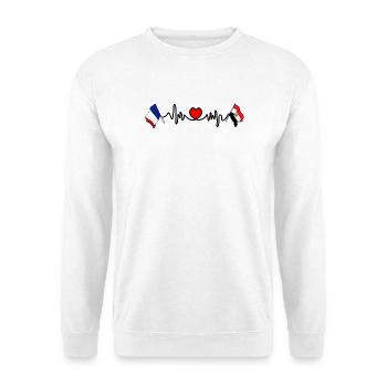 Cardio heart with Flag France and flag Egypt - Unisex Sweatshirt - white - Front