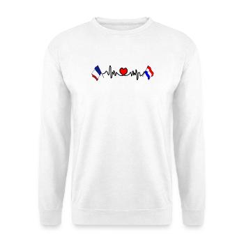 Cardio coeur avec drapeau France et drapeau Pays-Bas - Sweat-shirt Unisexe - blanc - Devant