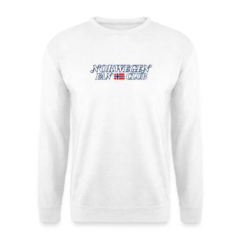 Norwegen Fanclub Schriftzug - Unisex Pullover - Weiß - Vorne - Alina (178cm) & Michal (187cm)