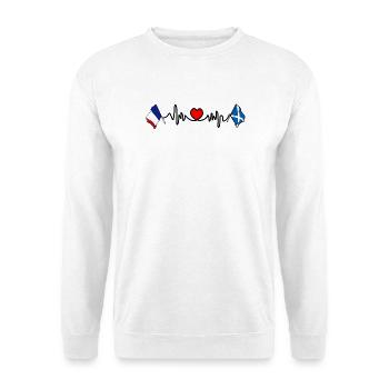 Cardio-Herz Flagge Frankreich, Schottland - Unisex Pullover - Weiß - Vorne