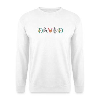 DAVID Name Art With Flowers Embroidered - Unisex Sweatshirt - white - Front