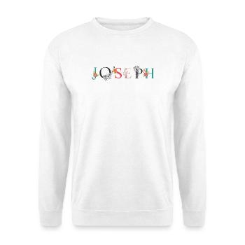 JOSEPH Namenskunst mit gestickten Blumen - Unisex Pullover - Weiß - Vorne
