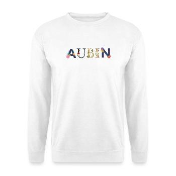 AUBIN Name mit Blumen geschmückt - Unisex Pullover - Weiß - Vorne