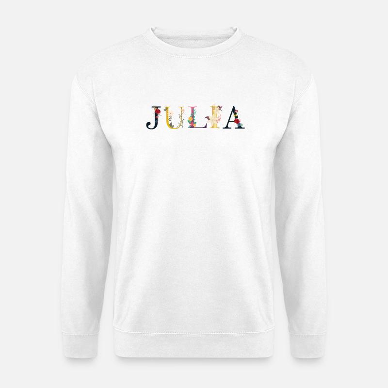 JULIA Name mit Blumen geschmückt - Unisex Pullover - Weiß