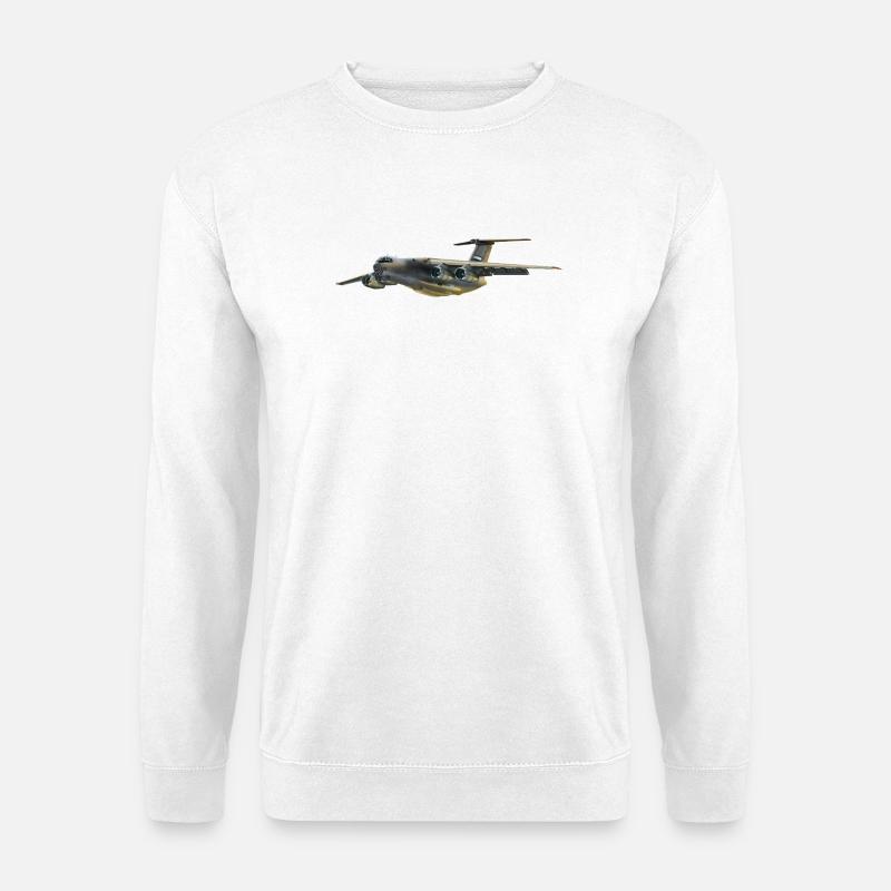 Frachtflugzeug Silhouette in Grau - Unisex Pullover - Weiß