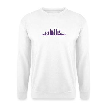 Urbane Silhouette in violetter Abstufung - Unisex Pullover - Weiß - Vorne