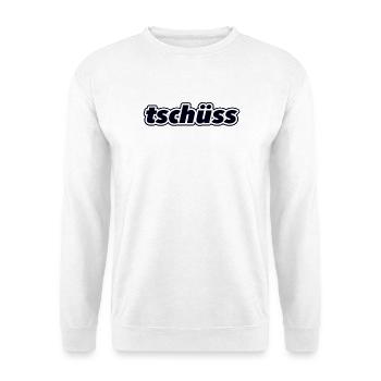 tschüss - Unisex Pullover - Weiß - Vorne - Alina (178cm) & Michal (187cm)